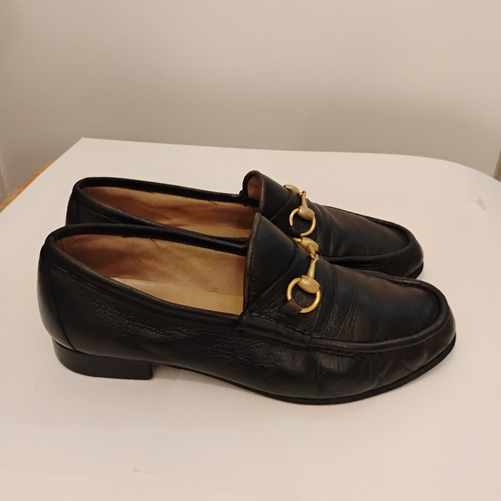 GUCCI HORSE BIT MENS LOAFERS Leather Gold Horsebit Size 9D - Picture 10 of 16